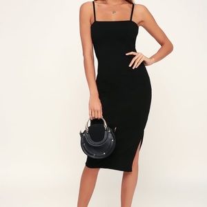 NWT - Lulus - Paulina Black Bodycon Midi Dress